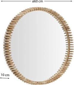 Fali tükör tömörfa kerettel ø 60 cm Polke – Kave Home