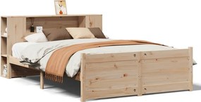 vidaXL tömör fenyőfa könyvespolcos ágy matrac nélkül 135 x 190 cm