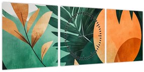 Kép - Geometrikus természeti minták (órával) (90x30 cm)