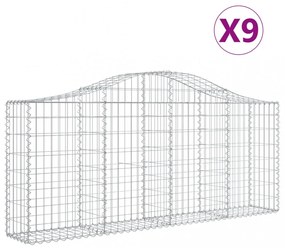 vidaXL 9 db íves horganyzott vas gabion kosár 200x30x80/100 cm