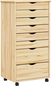 vidaXL Görgős szekrény fiókokkal MOSS Tiszta lakk 53 x 39 x 103 cm
