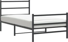 vidaXL fekete fém ágykeret fej- és lábtámlával 100 x 190 cm