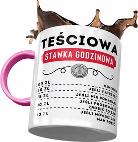 Rózsaszín bögre anyósnak, fényképes nyomott mintás ajándék