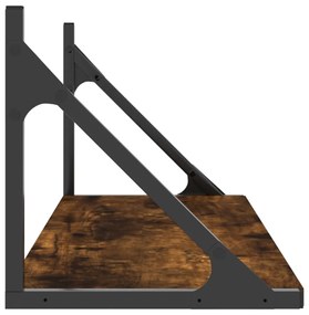2 db füstös tölgy színű szerelt fa fali polc 80 x 25 x 25,5 cm