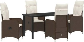 vidaXL Kert étkező szett párnával 5 pcs Barna polirattan