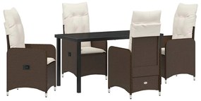vidaXL Kert étkező szett párnával 5 pcs Barna polirattan