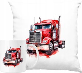 Bögre szett Párna piros teherautó kamion Ajándék ötlet