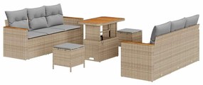 vidaXL Kerti Kanapé Szett 9 pcs Bézs polirattan
