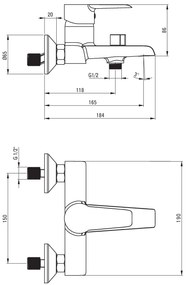 Deante Corio, fali kádcsaptelep, króm, BFC_010M