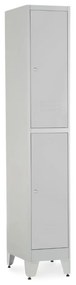 Fém szekrény - 2 doboz, 38 x 45 x 196,5 cm, helyreigazítással, hengerzár, világos szürke - ral 7035