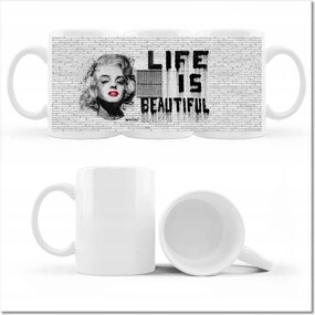 Banksy Life is beautiful nyomott mintás bögre