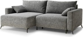 Szürke zsenília kinyitható-tárolóhelyes sarokkanapé (bal oldali-heverő résszel) Leon – Maison de Rêve