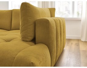 Mustársárga kinyitható-tárolóhelyes sarokkanapé (jobb oldali-L alakú) Fuji – Bobochic Paris