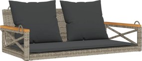 vidaXL szürke polyrattan hintapad párnákkal 109 x 62 x 40 cm