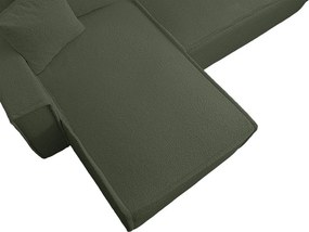 SMART BOUCLE L alakú kihúzható, megfordítható sarokkanapé 232x143 cm, sötétzöld