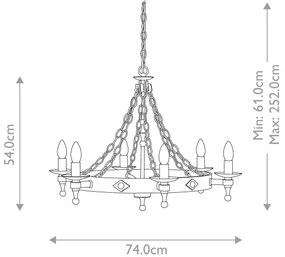 Elstead WR6-GRAPHITE - Csillár láncon WARWICK 6xE14/60W/230V