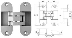 Otlav pánt rejtett IN301 2D 30x 90mm(F1)matt
