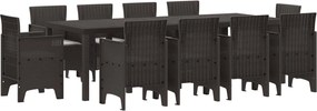 vidaXL Kert étkező szett 11 pcs Barna Polipropilén