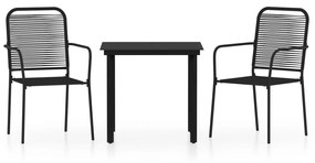 vidaXL 3 részes fekete kerti étkezőgarnitúra