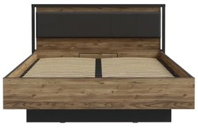 Franciaágy tárolóval OREN 160x200 cm barna/fekete