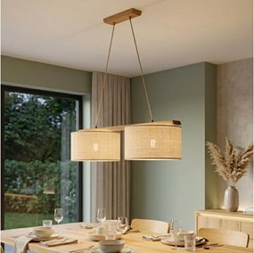 Kábeles függőlámpa AIDA 2xE27/15W/230V átm. 35 cm tölgy/raffia