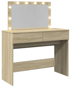 sonoma tölgy színű fésülködőasztal LED-del 100 x 40 x 120 cm