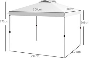Outsunny Összecsukható Pop-Up Kerti Pavilon 3 x 3m Kerekes Táskával, Állítható Magasságokkal | Aosom