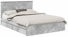 vidaXL Tárolós Ágy fejtámlával Beton Szürke 160 x 200 cm Faanyag