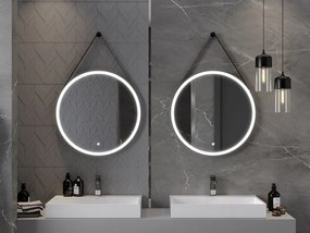 Mexen Reni, LED fürdoszobai tükör háttérvilágítással 70x70 cm, 6000K, fekete keret, páramentes, 9812-070-070-611-70