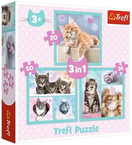 Gyermek puzzle - Sweet cats - 3 az 1-ben
