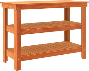 vidaXL Munkapad polcokkal Viaszbarna 110,5 x 50 x 80 cm Tömör fenyőfa