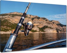 Vászonkép 100x70 Horgászbot vitorlás tenger