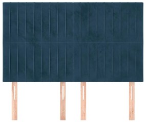 4 db sötétkék bársony fejtámla 72 x 5 x 78/88 cm