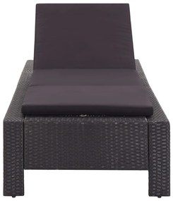 Fekete polyrattan napozóágy párnával