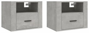 2 db betonszürke falra szerelhető éjjeliszekrény 50x36x40 cm