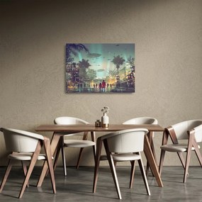 Kép - egy város a jövőben (üvegen) (70x50 cm)