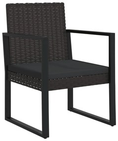 3 részes fekete polyrattan kerti ülőgarnitúra párnákkal