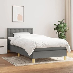 Sötétszürke szövet rugós ágy matraccal 90x190 cm