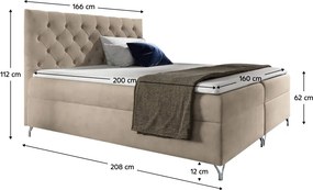 Boxspring ágy, 160x200, bézs Velvet szövet, GULIETTE + ajándék