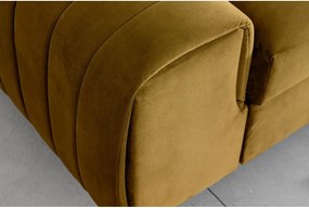 Mustársárga bársony kinyitható kanapé 261 cm Laurence – ELTAP