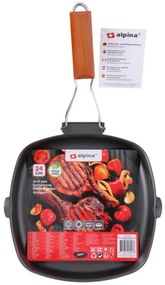 ALPINA grillserpenyő 24cm, behajtható fanyeles 2 réteg non-stick