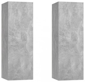 2 db betonszürke szerelt fa TV-szekrény 30,5 x 30 x 90 cm