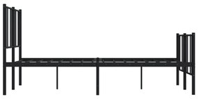 fekete fém ágykeret fej- és lábtámlával 120 x 200 cm