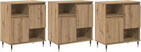 vidaXL Oldalszekrények 3 pcs kézműves tölgy 180 x 35 x 70 cm Faanyag