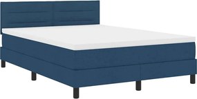 vidaXL Boxrugós ágy matracmal leddel Kék 140 x 190 cm szövet
