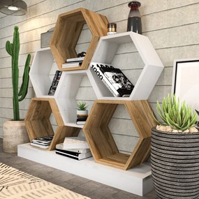 könyvespolc Cicek - White, Oak