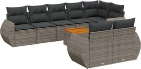 vidaXL 9 részes szürke polyrattan kerti ülőgarnitúra párnákkal