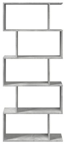 5 szintes betonszürke fa térelválasztó könyvespolc 70x24x161 cm