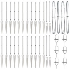 Fém Kerítésoszlopok Csatlakozóval 26 db Ø32 mm 120 cm Horganyzott Acél