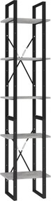 vidaXL 5 szintes betonszürke szerelt fa könyvszekrény 40 x 30 x 175 cm